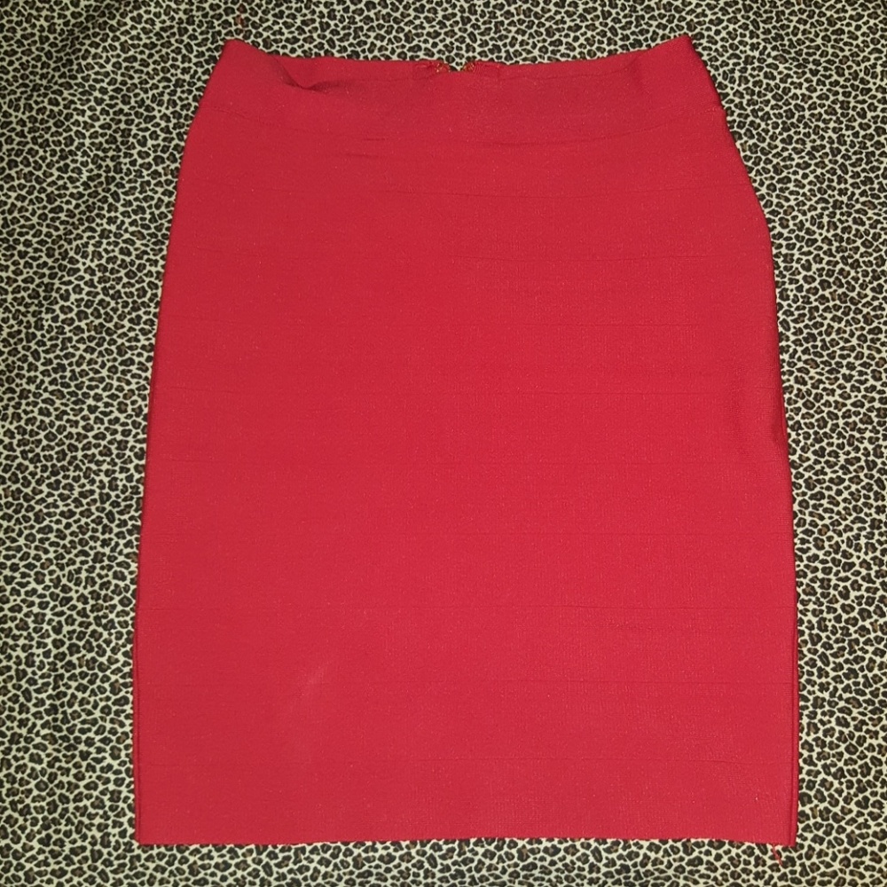 Fire Truck Red Rayon Pencil Skirt